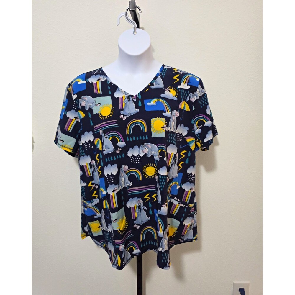 Disney Medical Scrub Top 2XL Patterned Navy/Multicolor Unisex